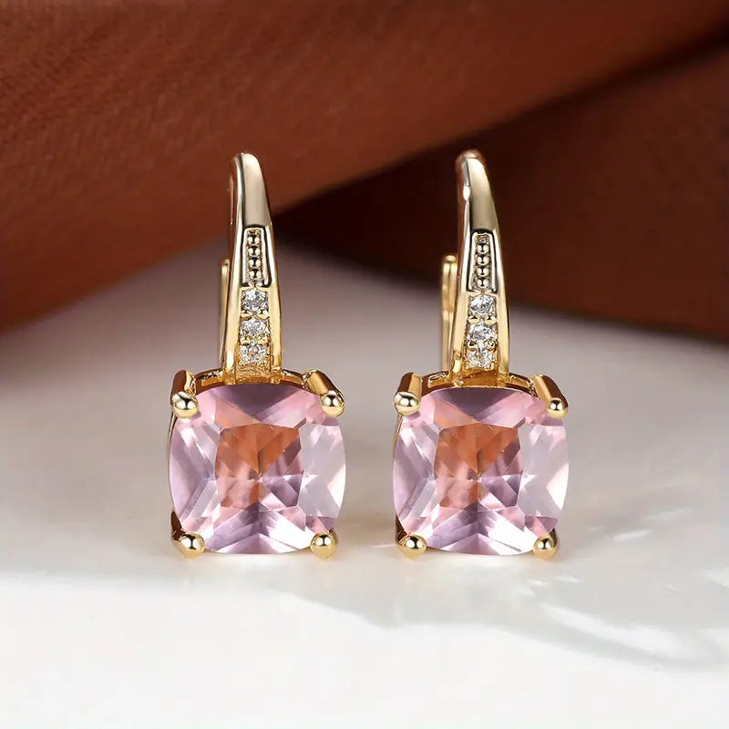 Pendientes Argolla Dorada Piedra Mística