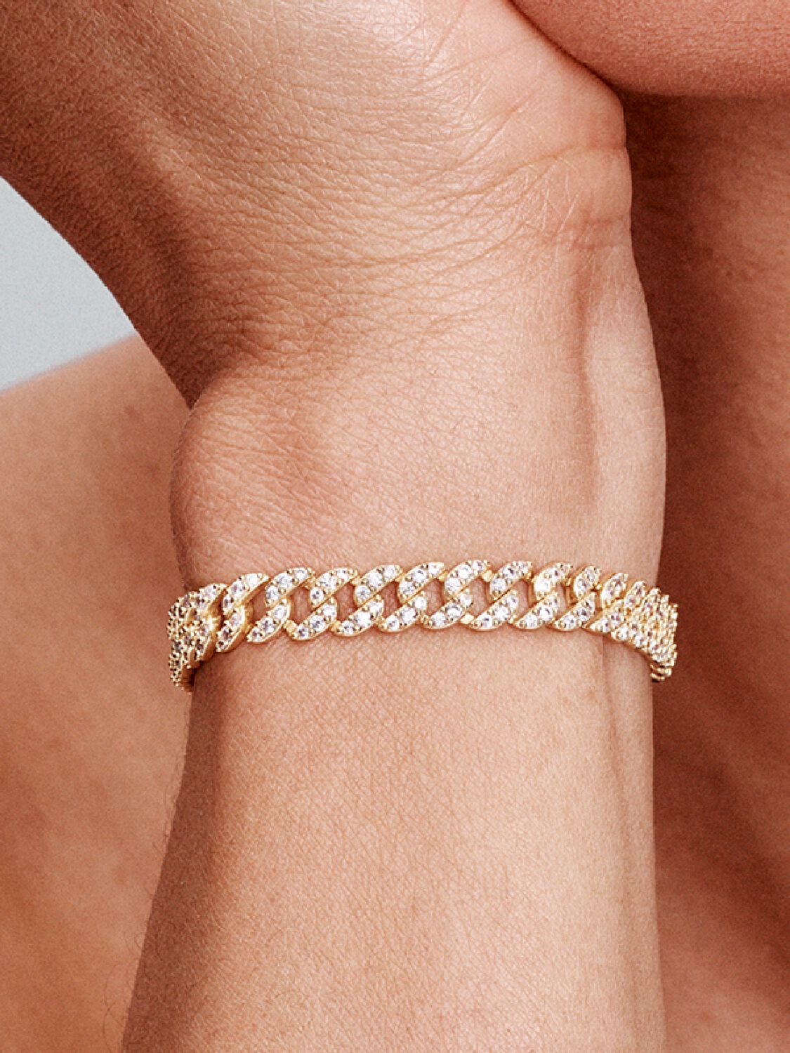 Pulsera Cubana con Pavé | Oro