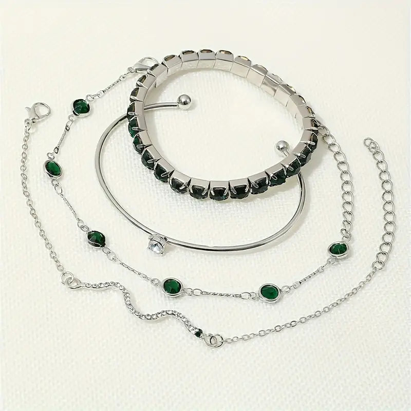 Conjunto de Pulseras Esmeralda Pura | Oro