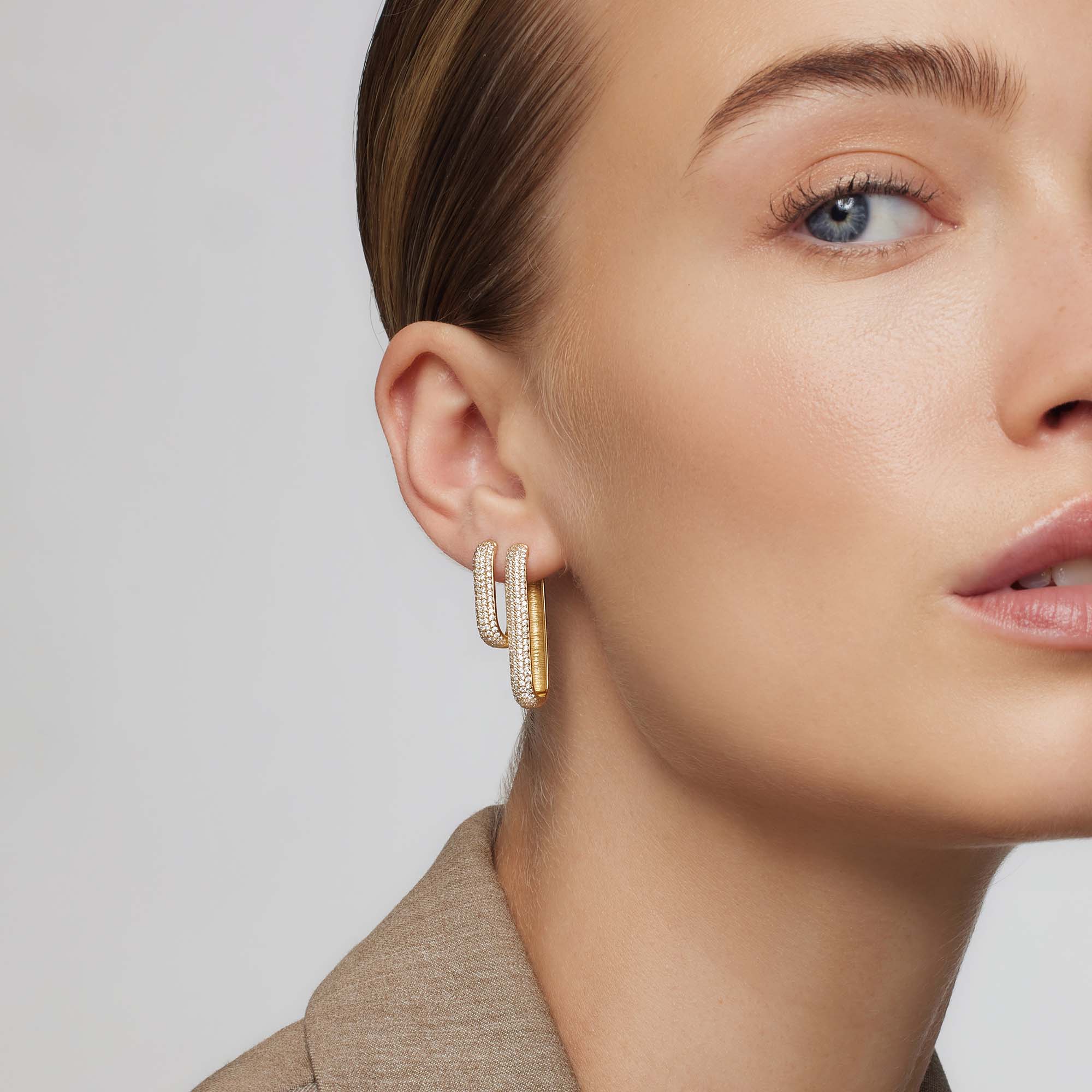 Pendientes Argolla Ícono Diamante | Oro
