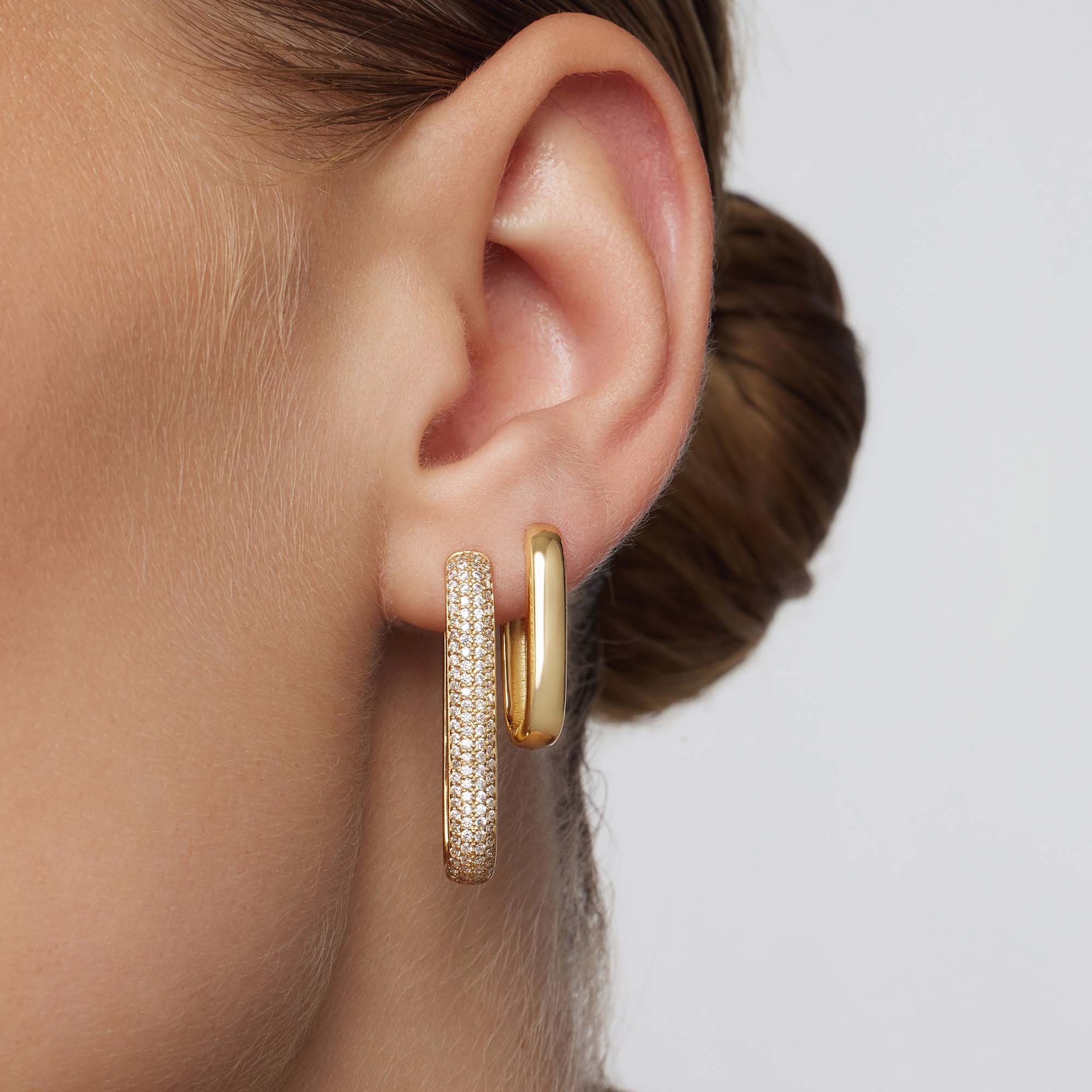 Pendientes Grandes Argolla Ícono Diamante | Oro