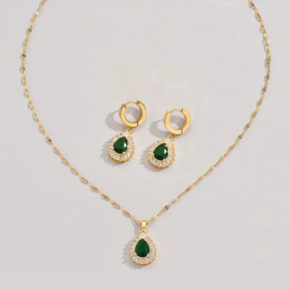 Conjunto de Joyería Esmeralda Reina