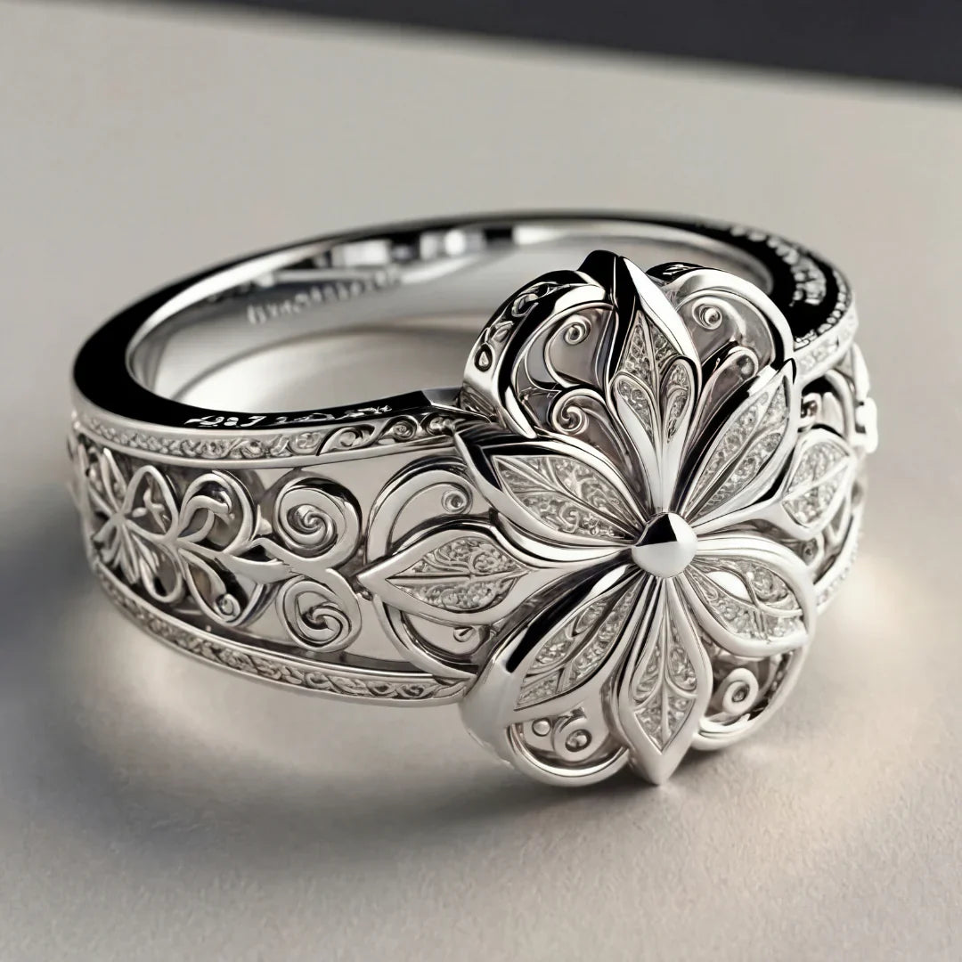 Anillo Exótico Floral en Oro con Circonita | Oro