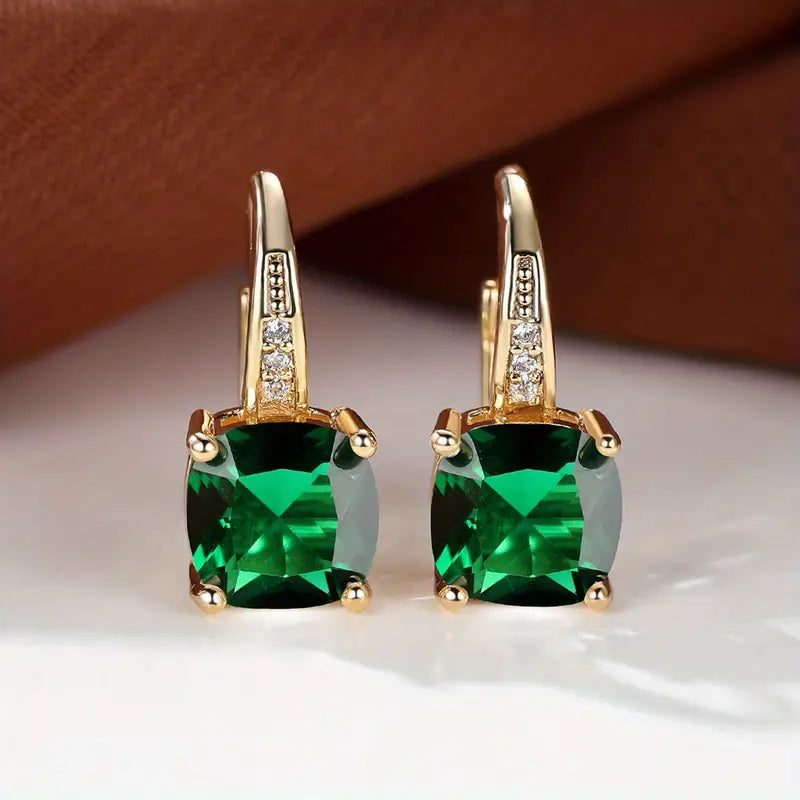Pendientes Argolla Dorada Piedra Mística