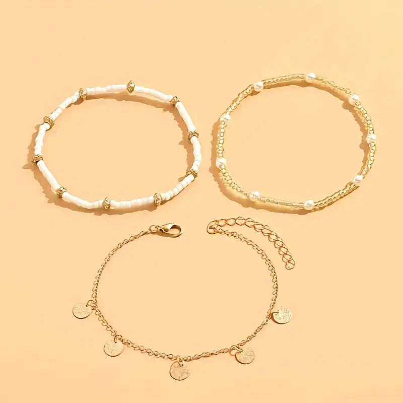 Conjunto 3 Tobilleras Mar y Oro | Oro