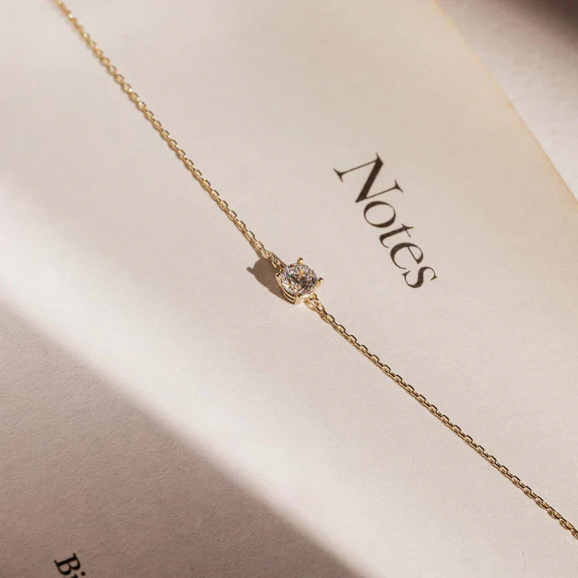 Pulsera Diamante de Piedra | Oro Blanco