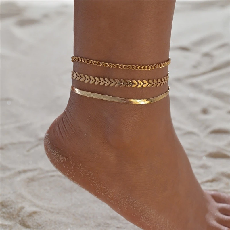 Pulsera de tobillo en oro