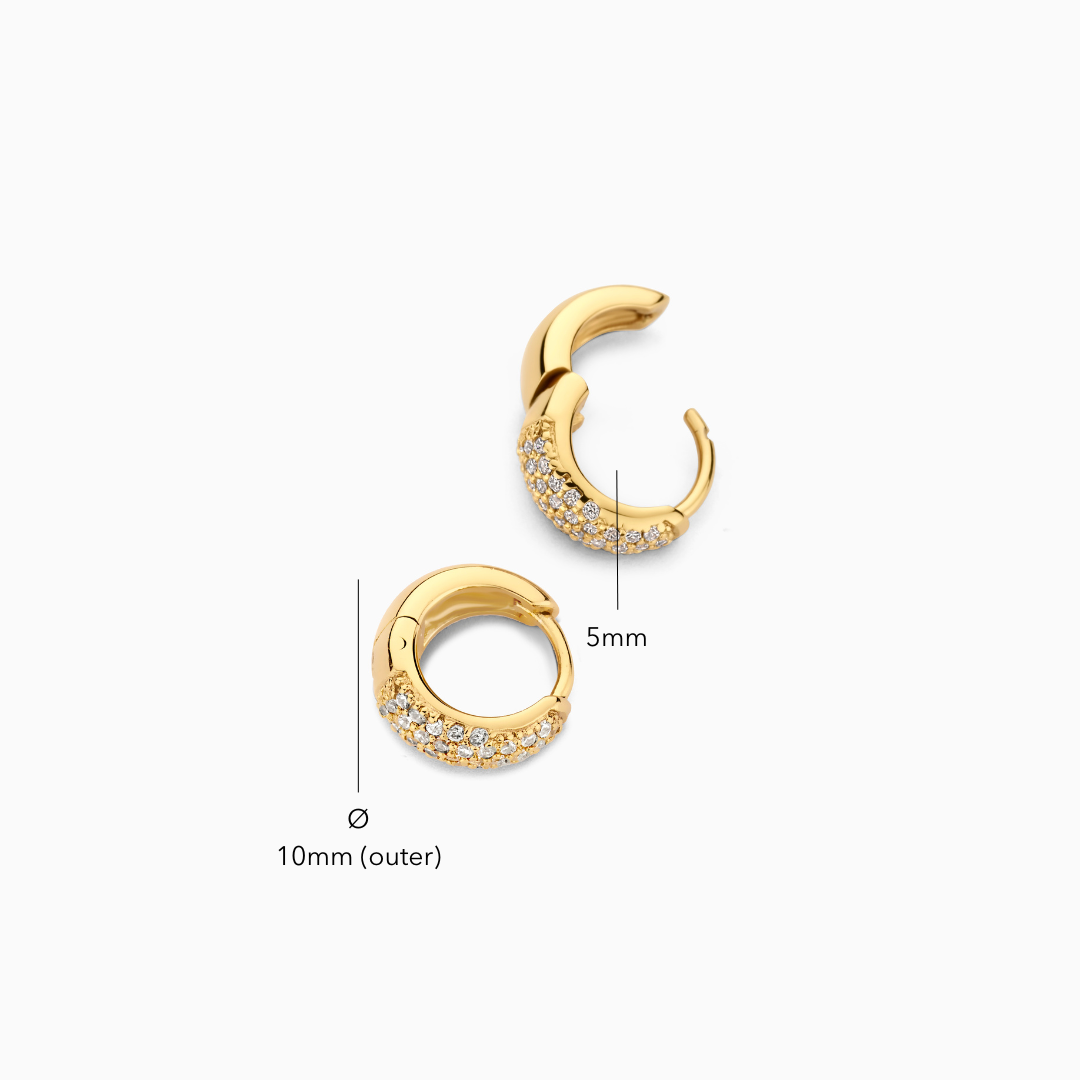 Pendientes Huggie Pavé Diamante | Oro